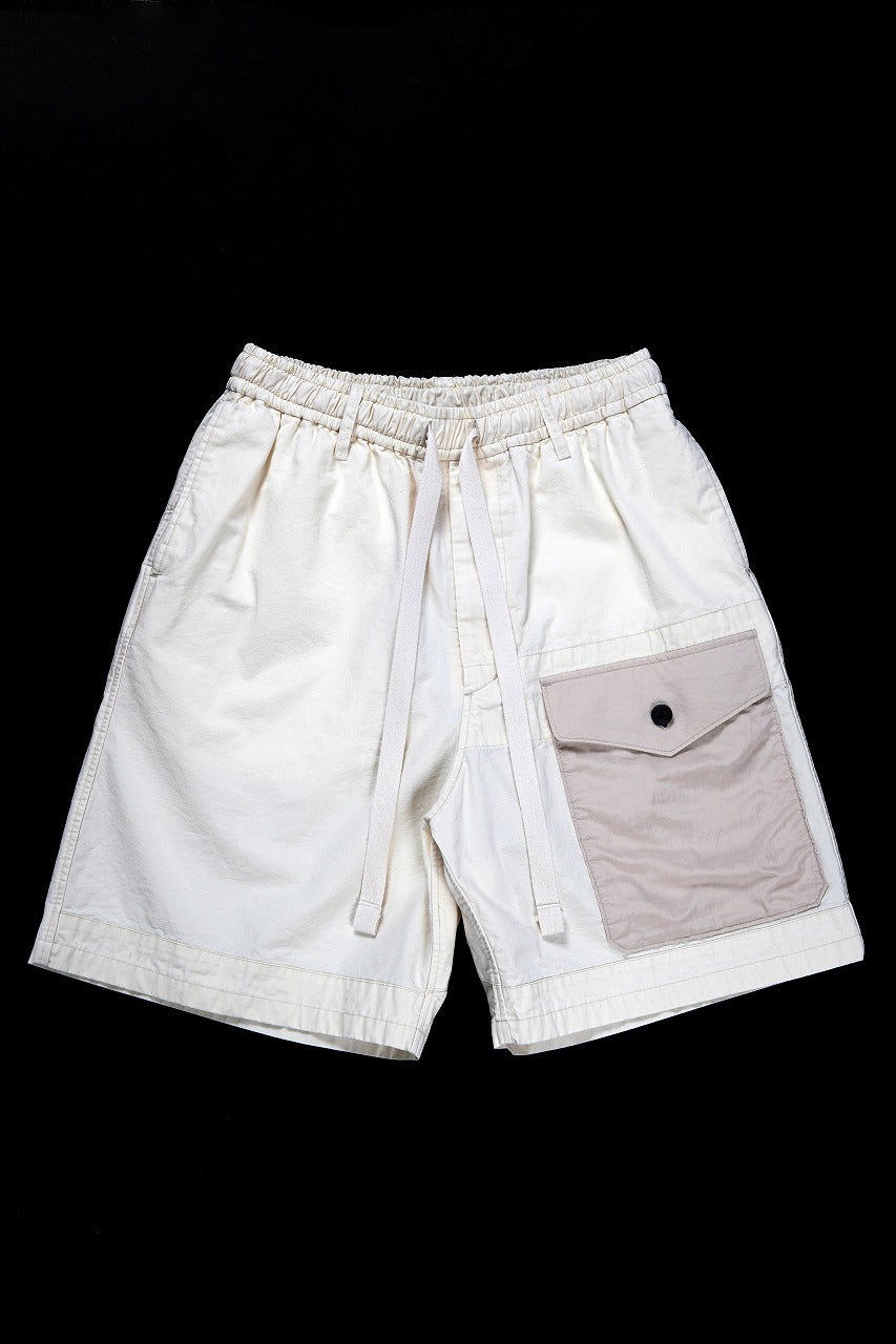 sus-sous cargo shorts / organic cotton silk nepped weather (WHITE)