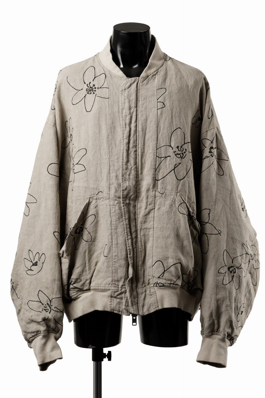 SAMPLE SALE】A.F ARTEFACT BOMBER JACKET / LINEN × FLOWER (BEIGE)の