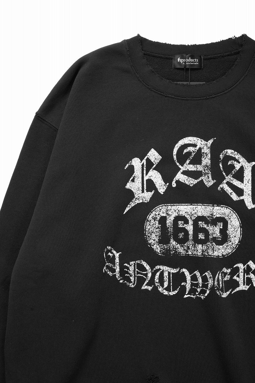 TARO HORIUCHI / th products Damaged College Sweatshirt (black)