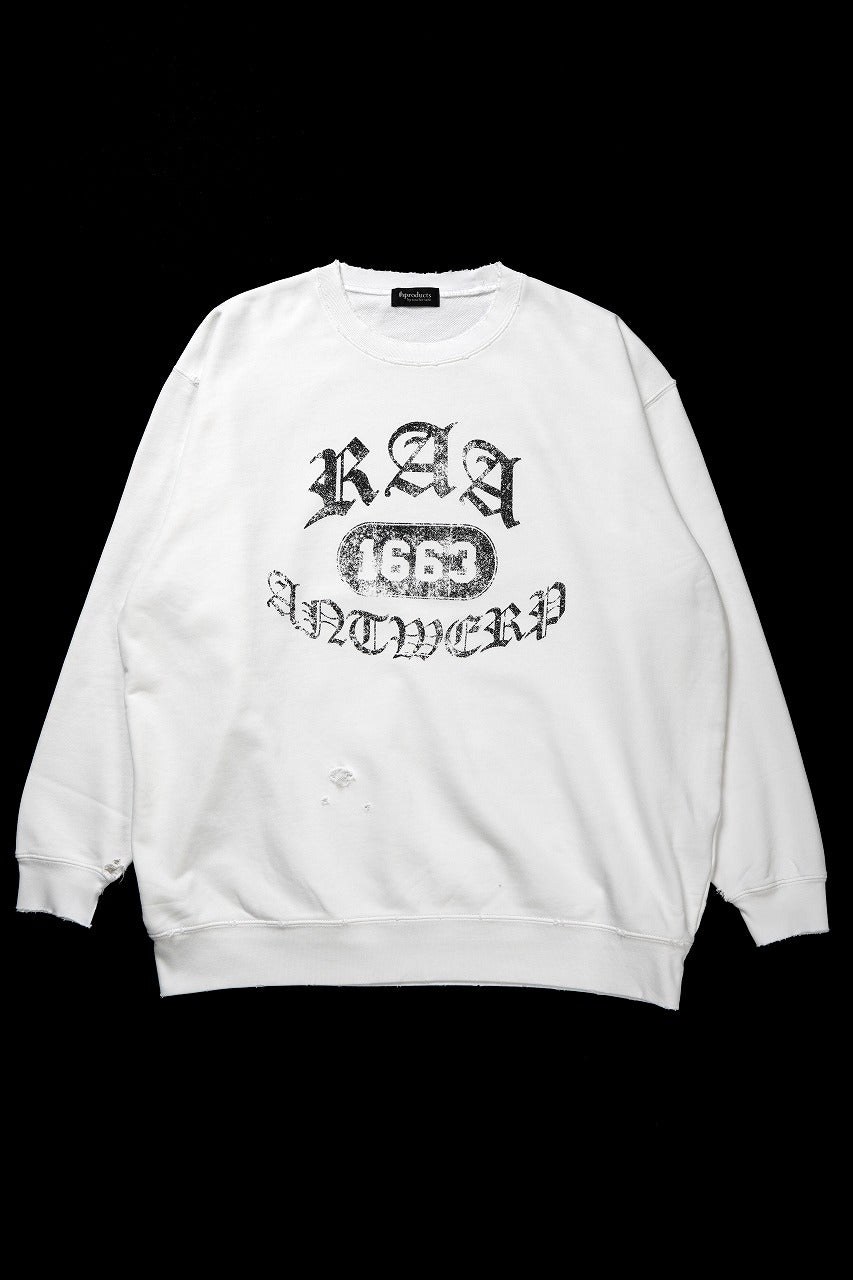 TARO HORIUCHI / th products Damaged College Sweatshirt (white)
