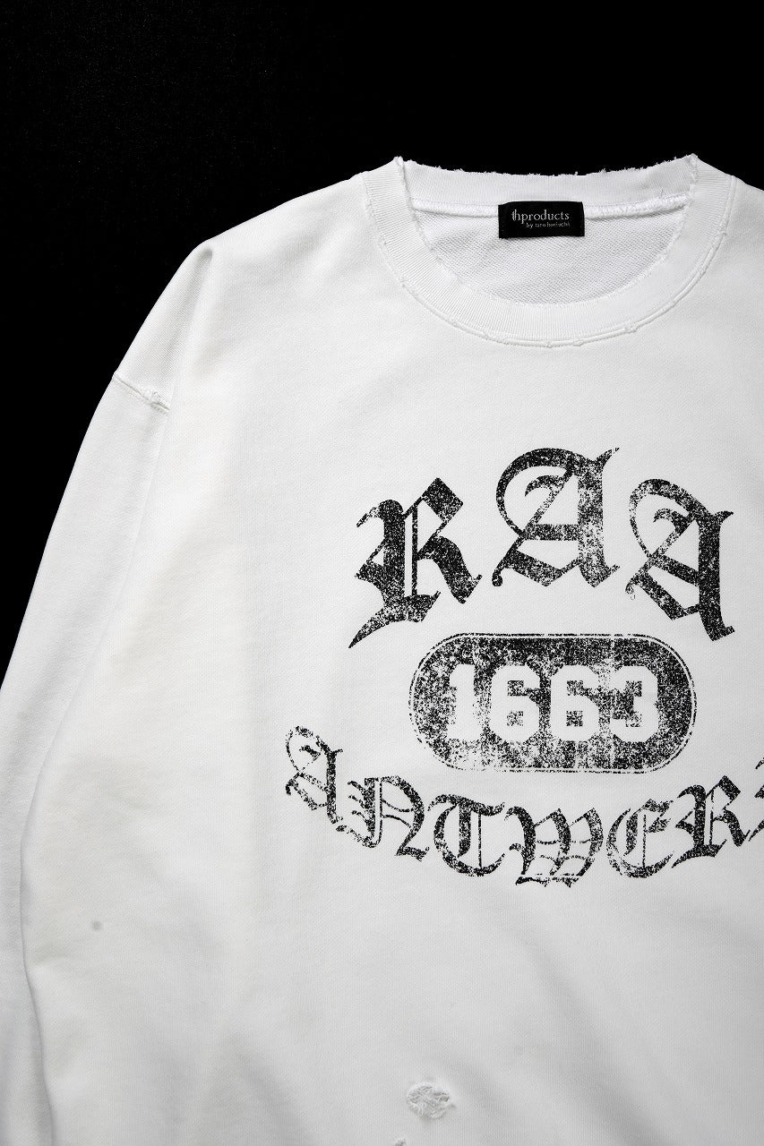 Load image into Gallery viewer, TARO HORIUCHI / th products Damaged College Sweatshirt (white)