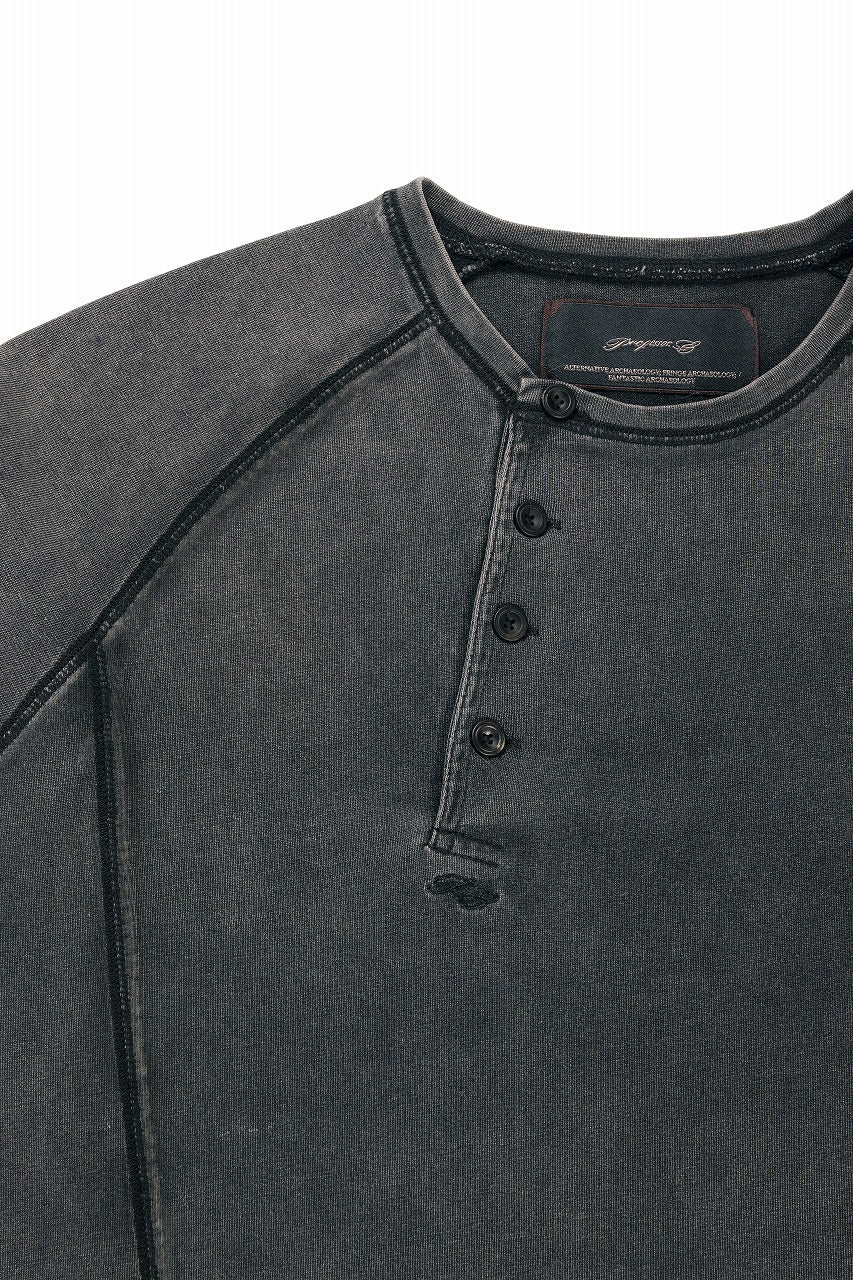 Professor.E FADED HENLEY L/S TEE (BLACK)