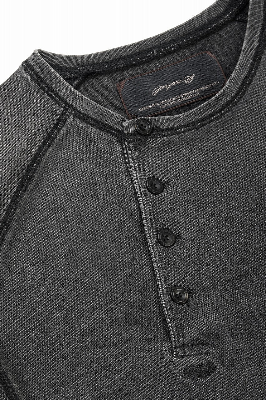 Professor.E FADED HENLEY L/S TEE (BLACK)