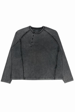 Professor.E FADED HENLEY L/S TEE (BLACK)