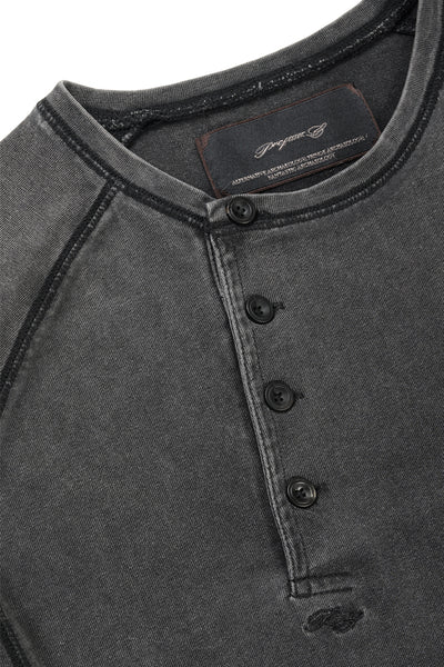 Professor.E FADED HENLEY L/S TEE (BLACK)