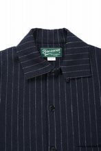 画像をギャラリービューアに読み込む, N/07 OPEN COLLAR H/S SHIRT / HEAVY C/LI BUTCHER STRIPES (BLACK NAVY)