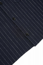 画像をギャラリービューアに読み込む, N/07 OPEN COLLAR H/S SHIRT / HEAVY C/LI BUTCHER STRIPES (BLACK NAVY)