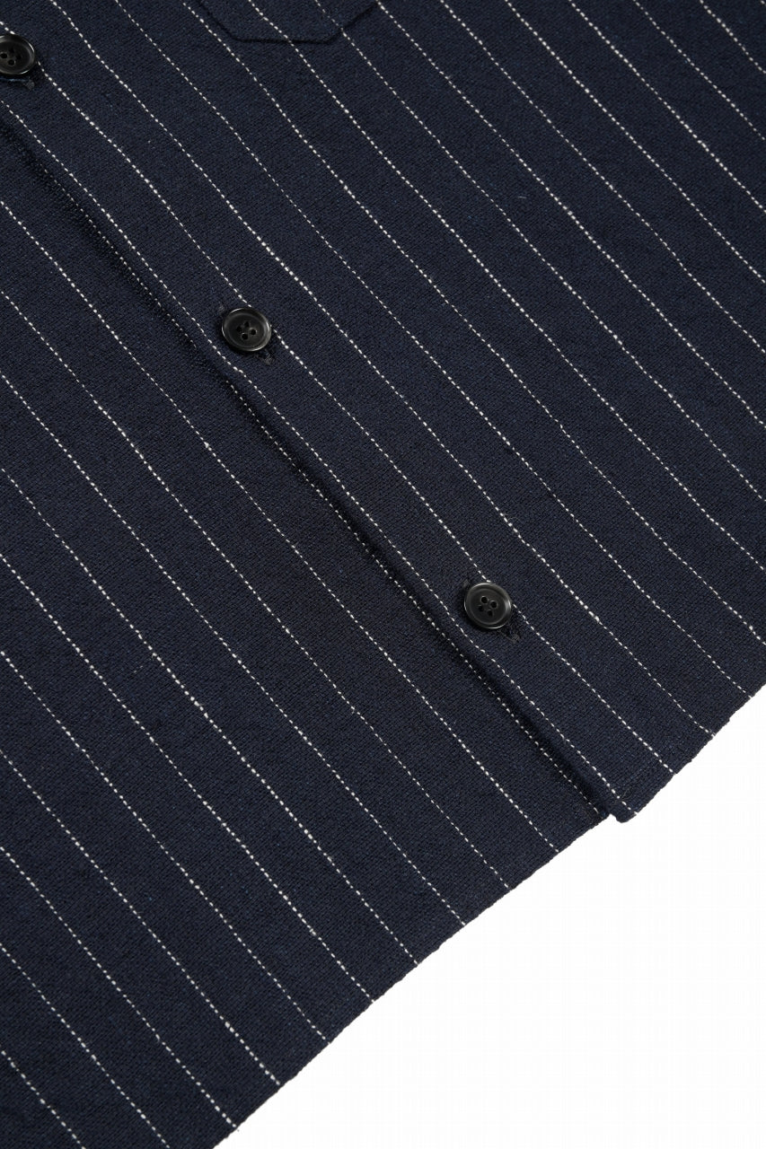 N/07 OPEN COLLAR H/S SHIRT / HEAVY C/LI BUTCHER STRIPES (BLACK NAVY)