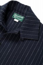 画像をギャラリービューアに読み込む, N/07 OPEN COLLAR H/S SHIRT / HEAVY C/LI BUTCHER STRIPES (BLACK NAVY)