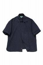 画像をギャラリービューアに読み込む, N/07 OPEN COLLAR H/S SHIRT / HEAVY C/LI BUTCHER STRIPES (BLACK NAVY)