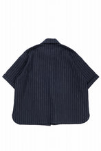 画像をギャラリービューアに読み込む, N/07 OPEN COLLAR H/S SHIRT / HEAVY C/LI BUTCHER STRIPES (BLACK NAVY)