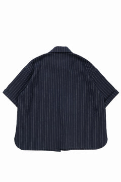 画像をギャラリービューアに読み込む, N/07 OPEN COLLAR H/S SHIRT / HEAVY C/LI BUTCHER STRIPES (BLACK NAVY)