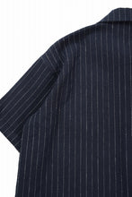 画像をギャラリービューアに読み込む, N/07 OPEN COLLAR H/S SHIRT / HEAVY C/LI BUTCHER STRIPES (BLACK NAVY)