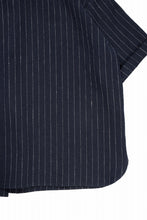 画像をギャラリービューアに読み込む, N/07 OPEN COLLAR H/S SHIRT / HEAVY C/LI BUTCHER STRIPES (BLACK NAVY)