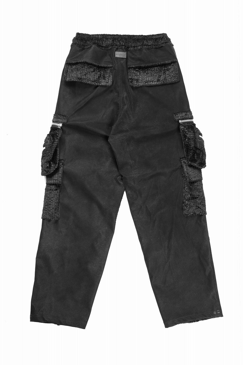 画像をギャラリービューアに読み込む, A.F ARTEFACT CARGO WIDE PANTS / SYNTHETIC LEATHER + VELOUR (BLACK)