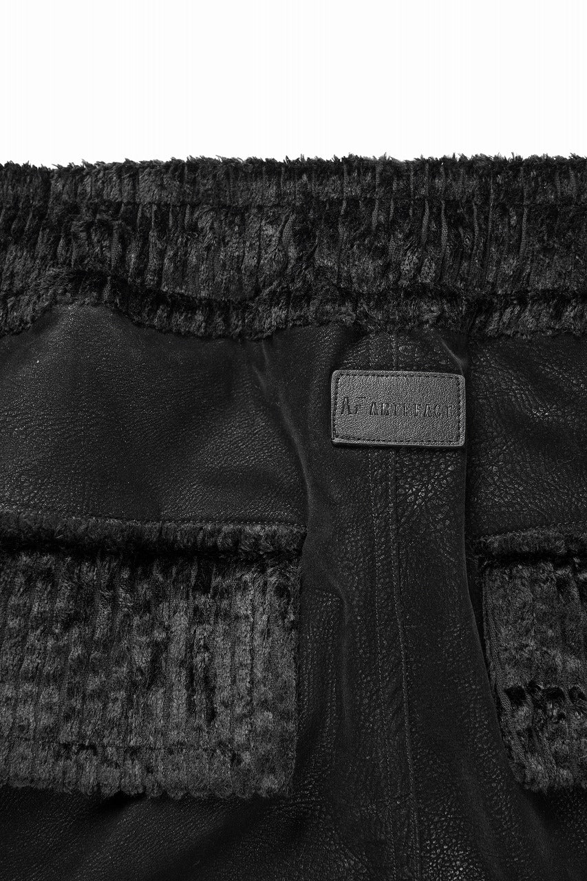 画像をギャラリービューアに読み込む, A.F ARTEFACT CARGO WIDE PANTS / SYNTHETIC LEATHER + VELOUR (BLACK)