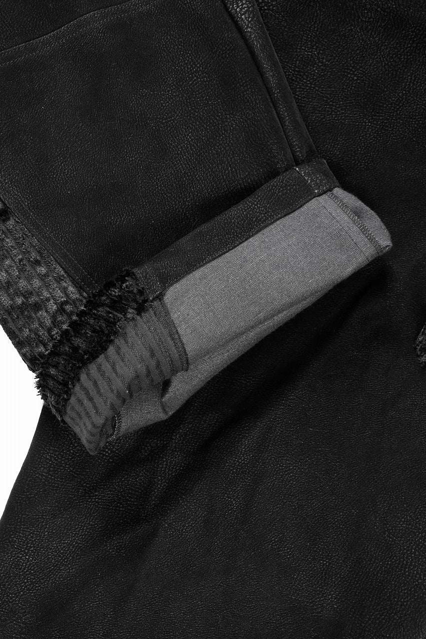 画像をギャラリービューアに読み込む, A.F ARTEFACT CARGO WIDE PANTS / SYNTHETIC LEATHER + VELOUR (BLACK)