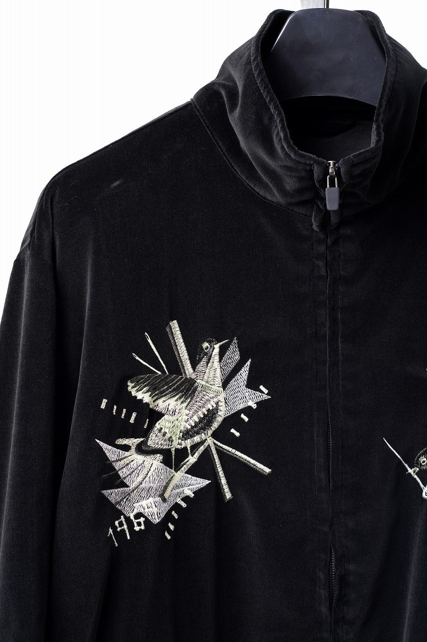 画像をギャラリービューアに読み込む, PORTER CLASSIC VELVETEEN HIPPIE SOUVENIR ZIP UP JACKET (BLACK)