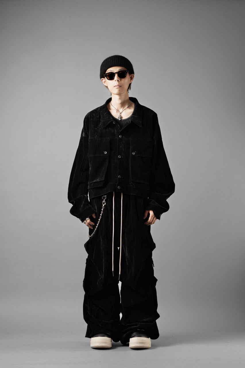 画像をギャラリービューアに読み込む, A.F ARTEFACT WASHER VELOR TUCK WIDE PANTS (BLACK)