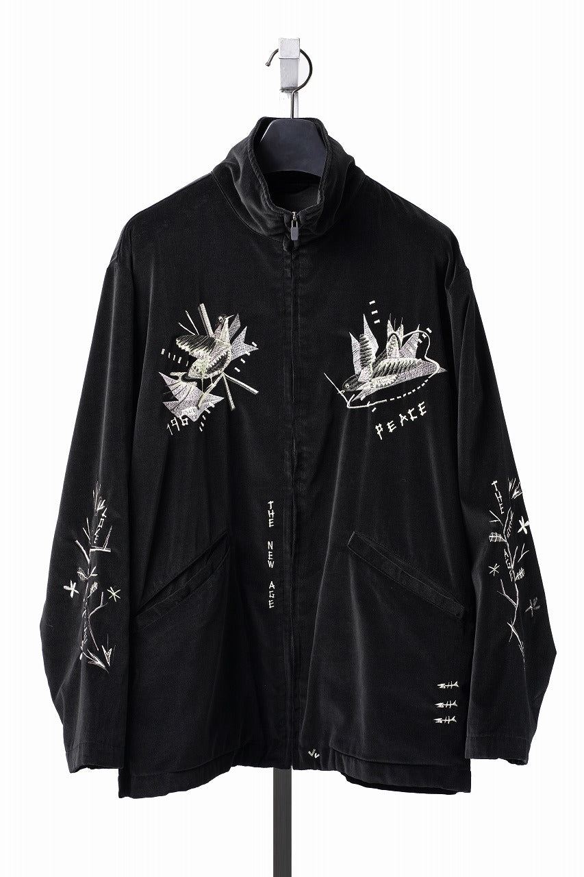 画像をギャラリービューアに読み込む, PORTER CLASSIC VELVETEEN HIPPIE SOUVENIR ZIP UP JACKET (BLACK)