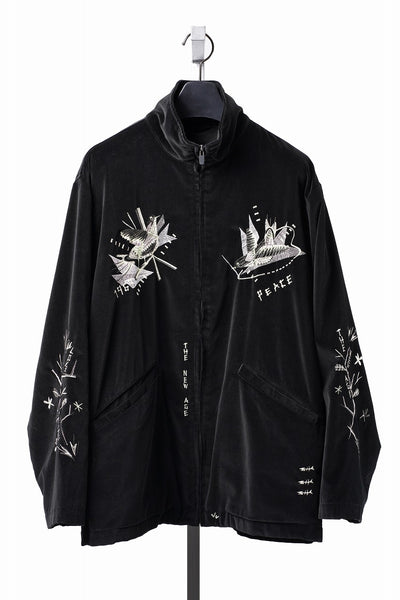 PORTER CLASSIC VELVETEEN HIPPIE SOUVENIR ZIP UP JACKET (BLACK)