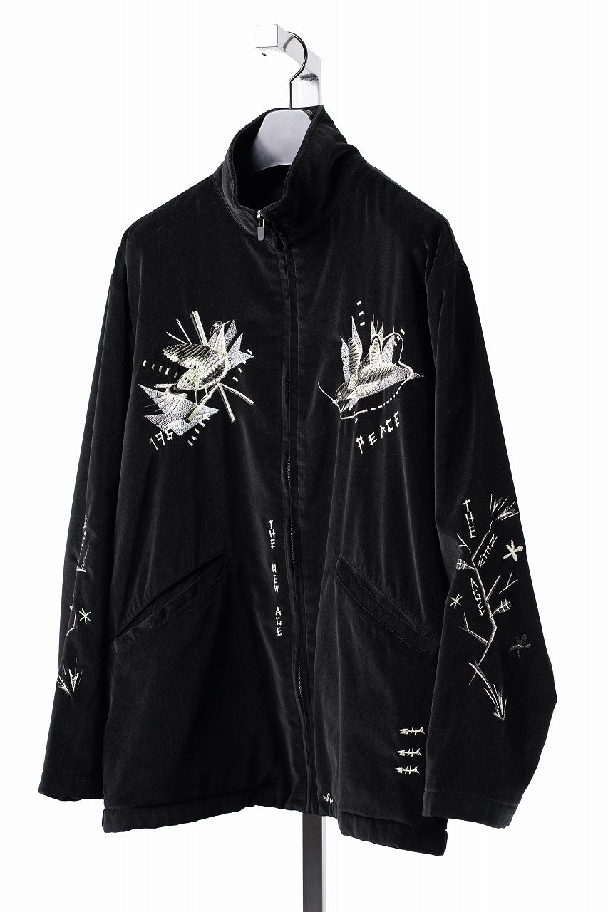 画像をギャラリービューアに読み込む, PORTER CLASSIC VELVETEEN HIPPIE SOUVENIR ZIP UP JACKET (BLACK)