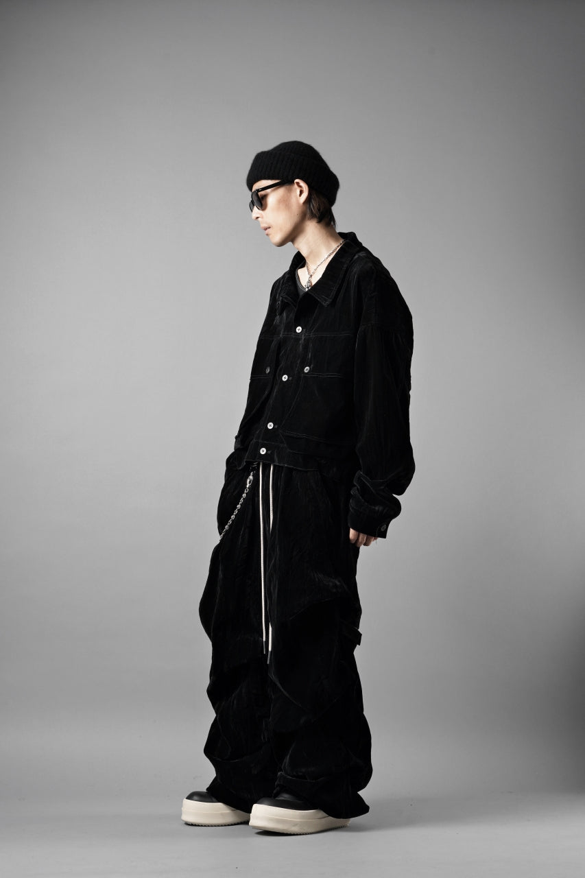 画像をギャラリービューアに読み込む, A.F ARTEFACT WASHER VELOR TUCK WIDE PANTS (BLACK)