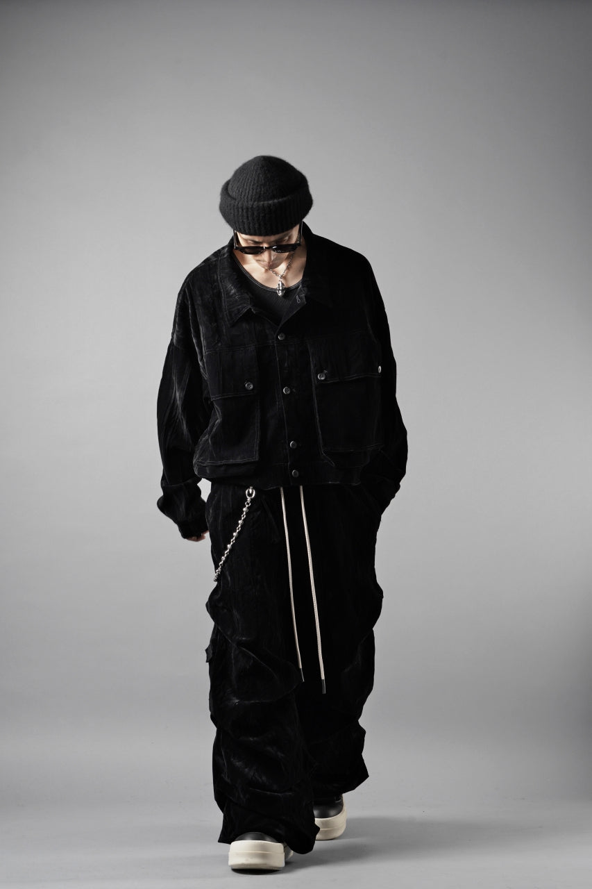 画像をギャラリービューアに読み込む, A.F ARTEFACT WASHER VELOR TUCK WIDE PANTS (BLACK)