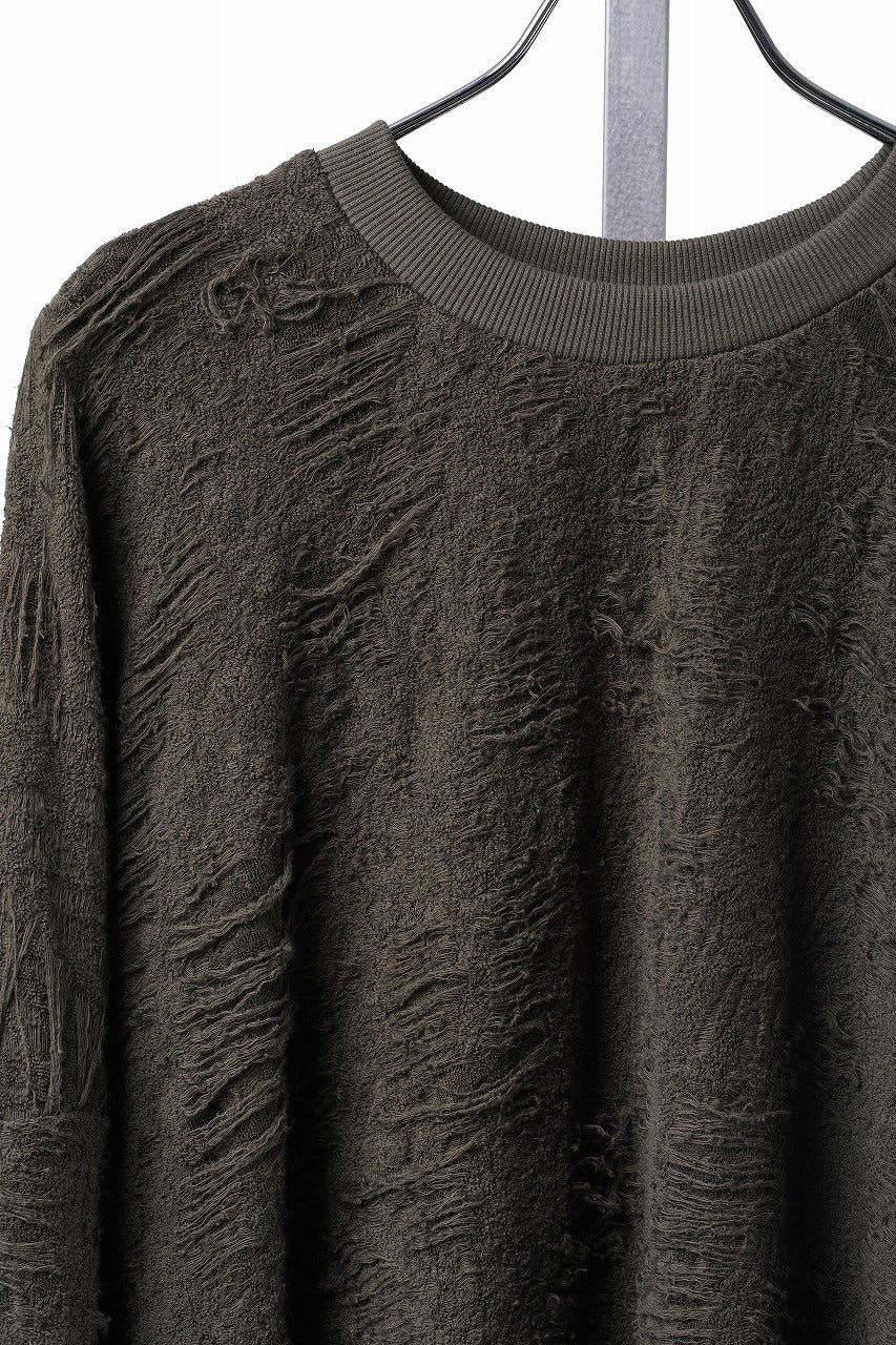 画像をギャラリービューアに読み込む, A.F ARTEFACT EXTREME OVERSIZED PULLOVER / DAMAGE PILE &amp; PLATING KNIT JERSEY (KHAKI)
