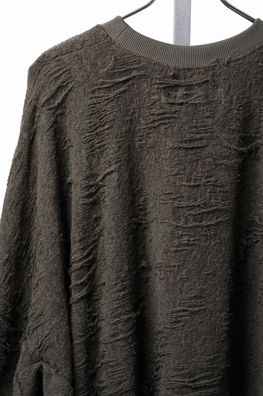 画像をギャラリービューアに読み込む, A.F ARTEFACT EXTREME OVERSIZED PULLOVER / DAMAGE PILE &amp; PLATING KNIT JERSEY (KHAKI)