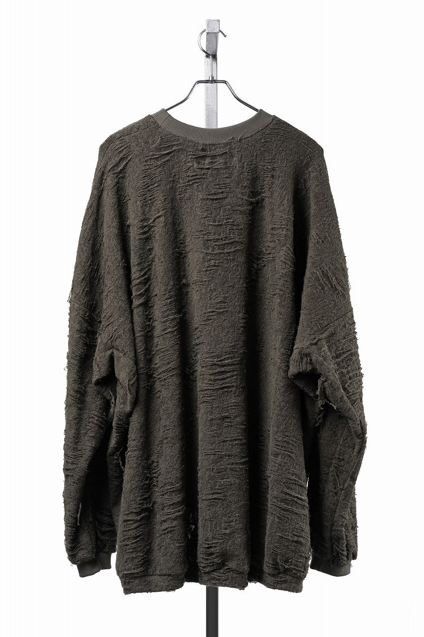 画像をギャラリービューアに読み込む, A.F ARTEFACT EXTREME OVERSIZED PULLOVER / DAMAGE PILE &amp; PLATING KNIT JERSEY (KHAKI)