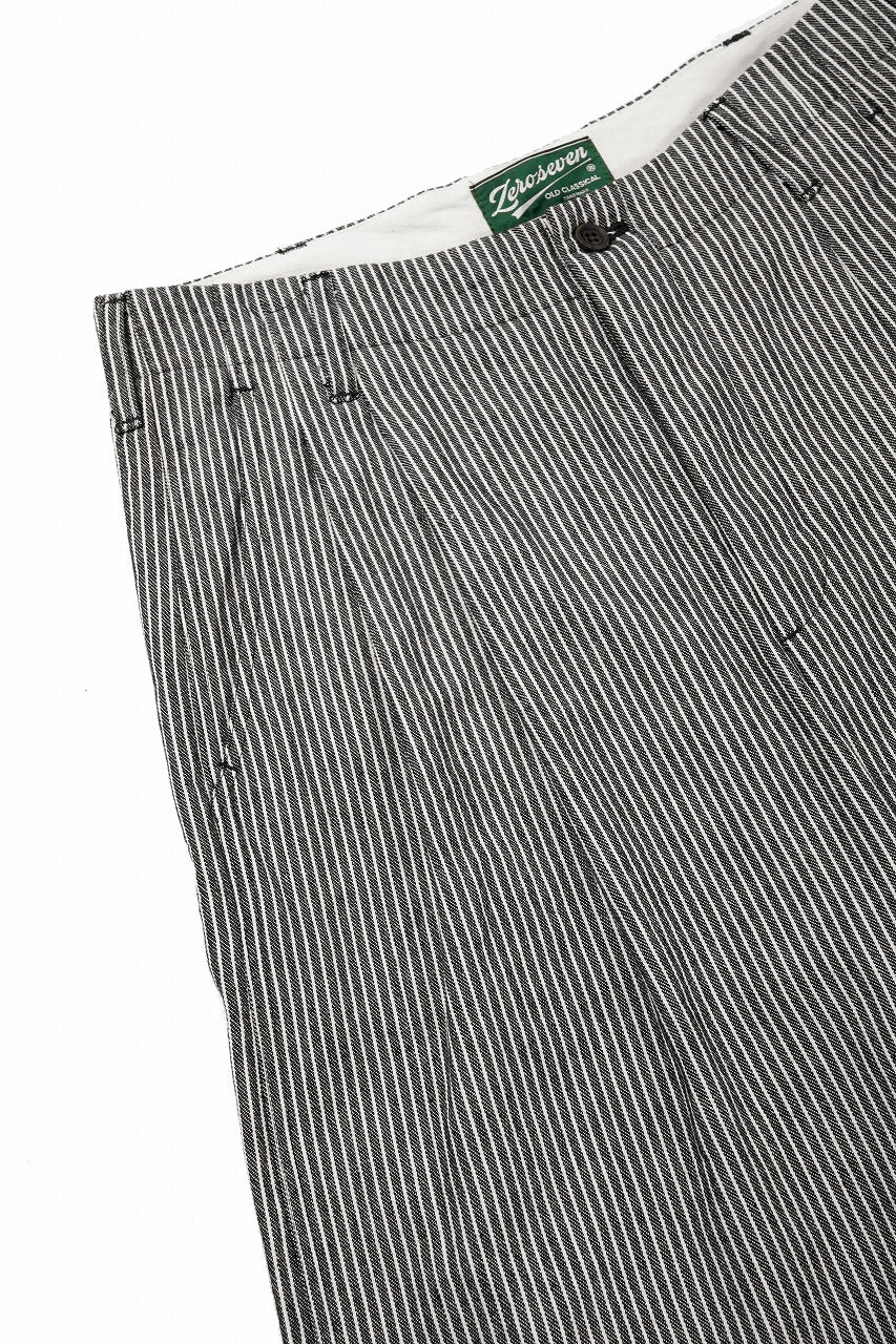 Load image into Gallery viewer, N/07 2 TUCKS WIDE TAPERED TROUSERS / SELVEDGE HICKORY STRIPES DENIM (ONE WASHED) (BLACK x WHITE)