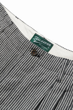 Load image into Gallery viewer, N/07 2 TUCKS WIDE TAPERED TROUSERS / SELVEDGE HICKORY STRIPES DENIM (ONE WASHED) (BLACK x WHITE)