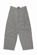 N/07 2TUCKS WIDE TAPERED TROUSERS / SELVEDGE HICKORY STRIPES DENIM (ONE WASHED) (BLACK x WHITE)