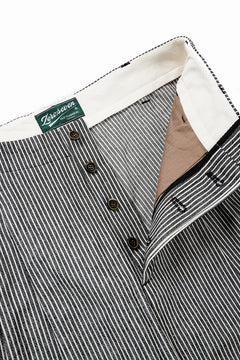 Load image into Gallery viewer, N/07 2 TUCKS WIDE TAPERED TROUSERS / SELVEDGE HICKORY STRIPES DENIM (ONE WASHED) (BLACK x WHITE)
