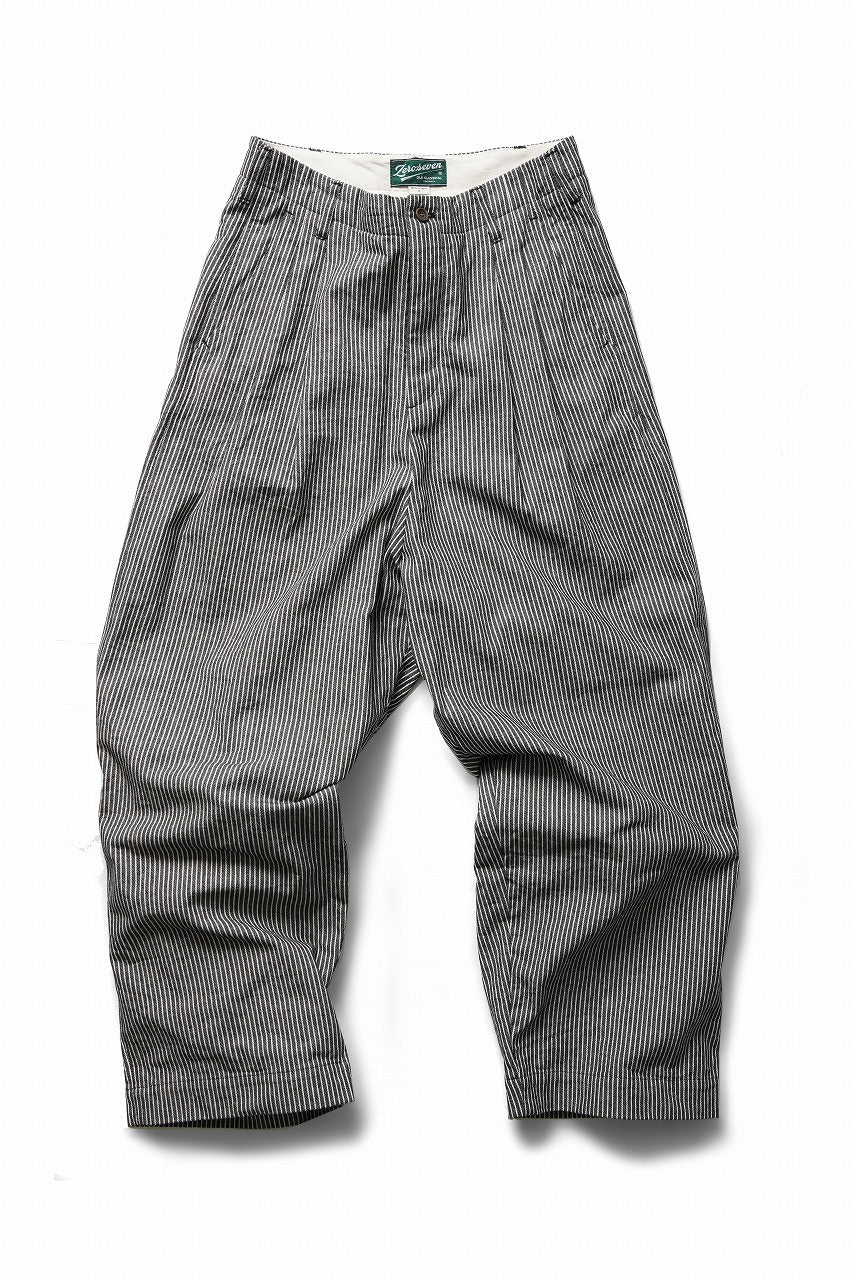 Load image into Gallery viewer, N/07 2 TUCKS WIDE TAPERED TROUSERS / SELVEDGE HICKORY STRIPES DENIM (ONE WASHED) (BLACK x WHITE)