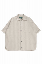 画像をギャラリービューアに読み込む, N/07 OPEN COLLAR H/S SHIRT / HEAVY C/LI BUTCHER STRIPES (BEIGE)