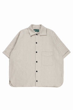 画像をギャラリービューアに読み込む, N/07 OPEN COLLAR H/S SHIRT / HEAVY C/LI BUTCHER STRIPES (BEIGE)
