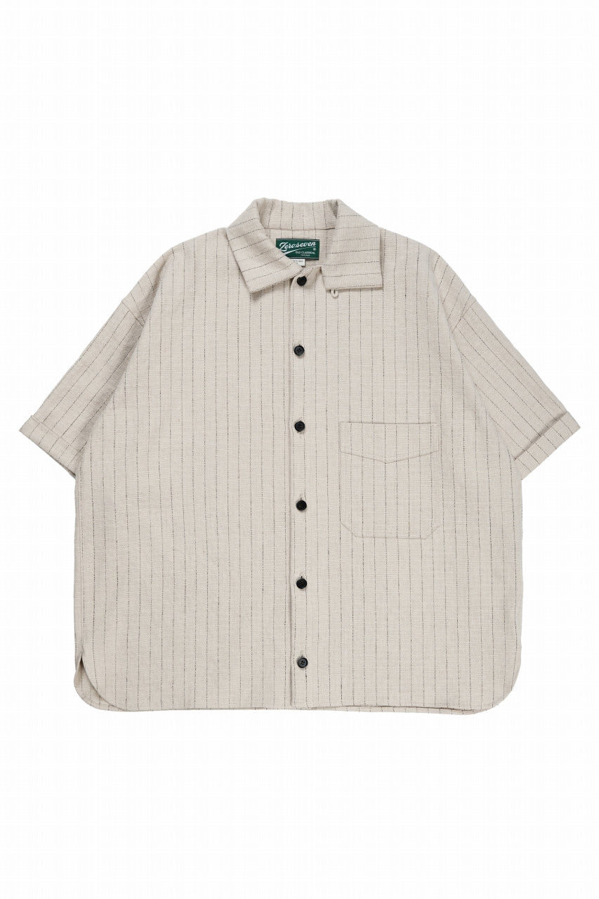 N/07 OPEN COLLAR H/S SHIRT / HEAVY C/LI BUTCHER STRIPES (BEIGE)