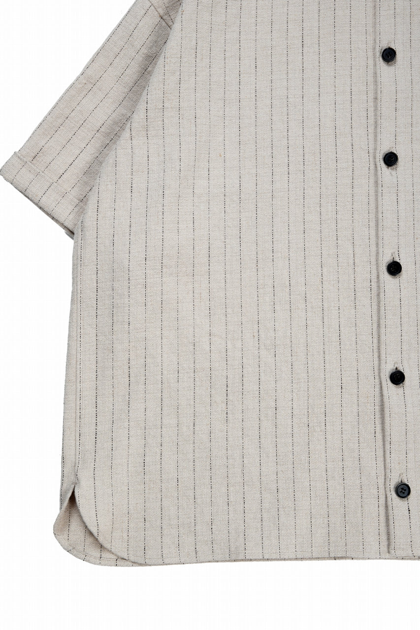 画像をギャラリービューアに読み込む, N/07 OPEN COLLAR H/S SHIRT / HEAVY C/LI BUTCHER STRIPES (BEIGE)