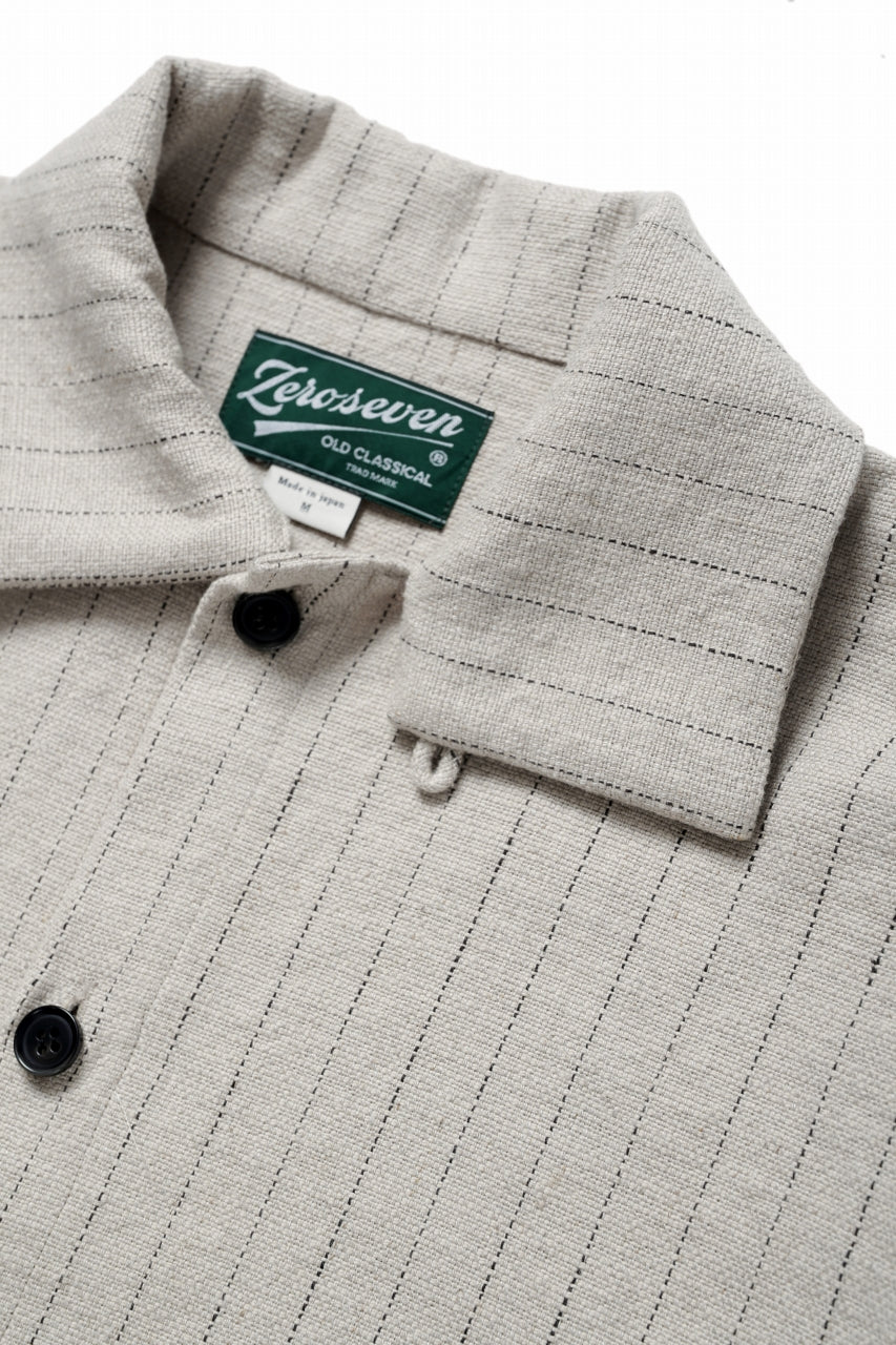 N/07 OPEN COLLAR H/S SHIRT / HEAVY C/LI BUTCHER STRIPES (BEIGE)