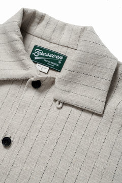 画像をギャラリービューアに読み込む, N/07 OPEN COLLAR H/S SHIRT / HEAVY C/LI BUTCHER STRIPES (BEIGE)