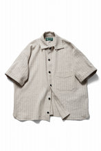 画像をギャラリービューアに読み込む, N/07 OPEN COLLAR H/S SHIRT / HEAVY C/LI BUTCHER STRIPES (BEIGE)