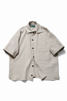 N/07 OPEN COLLAR H/S SHIRT / HEAVY C/LI BUTCHER STRIPES (BEIGE)