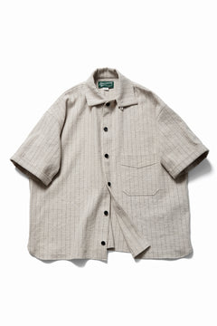 画像をギャラリービューアに読み込む, N/07 OPEN COLLAR H/S SHIRT / HEAVY C/LI BUTCHER STRIPES (BEIGE)