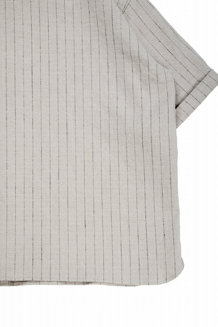 N/07 OPEN COLLAR H/S SHIRT / HEAVY C/LI BUTCHER STRIPES (BEIGE)