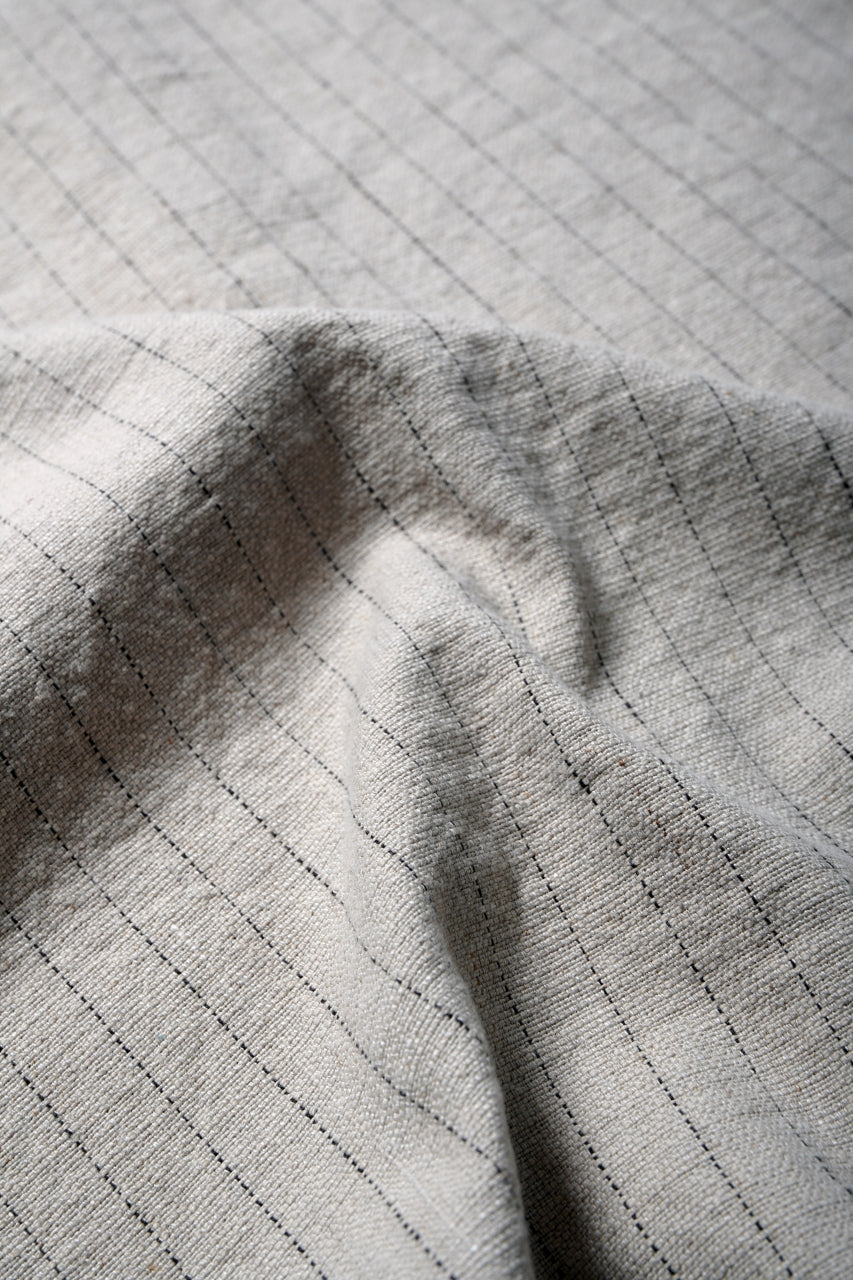 画像をギャラリービューアに読み込む, N/07 OPEN COLLAR H/S SHIRT / HEAVY C/LI BUTCHER STRIPES (BEIGE)