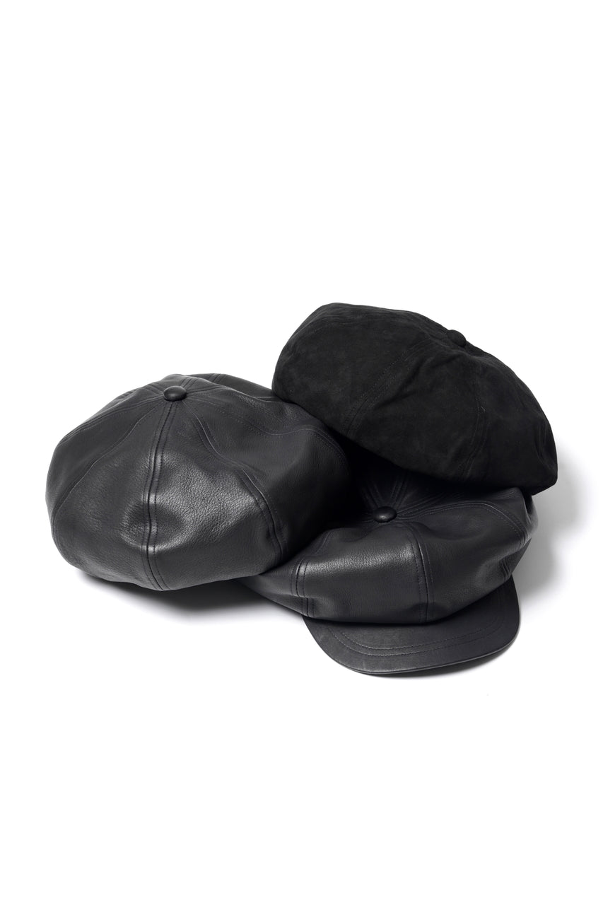 Load image into Gallery viewer, ISAMU KATAYAMA BACKLASH LEATHER BERET / KANGAROO SUEDE (BLACK)