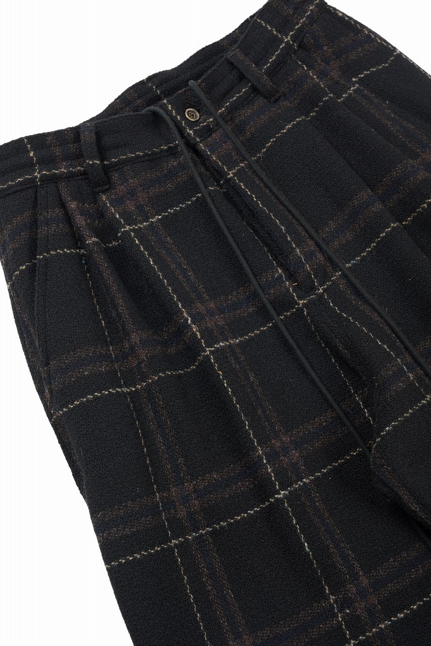 画像をギャラリービューアに読み込む, N/07 3 STITCHES WIDE TAPERED TROUSERS #2 / LIMITED WOOL TARTAN CHECK (BLACK CHECK)