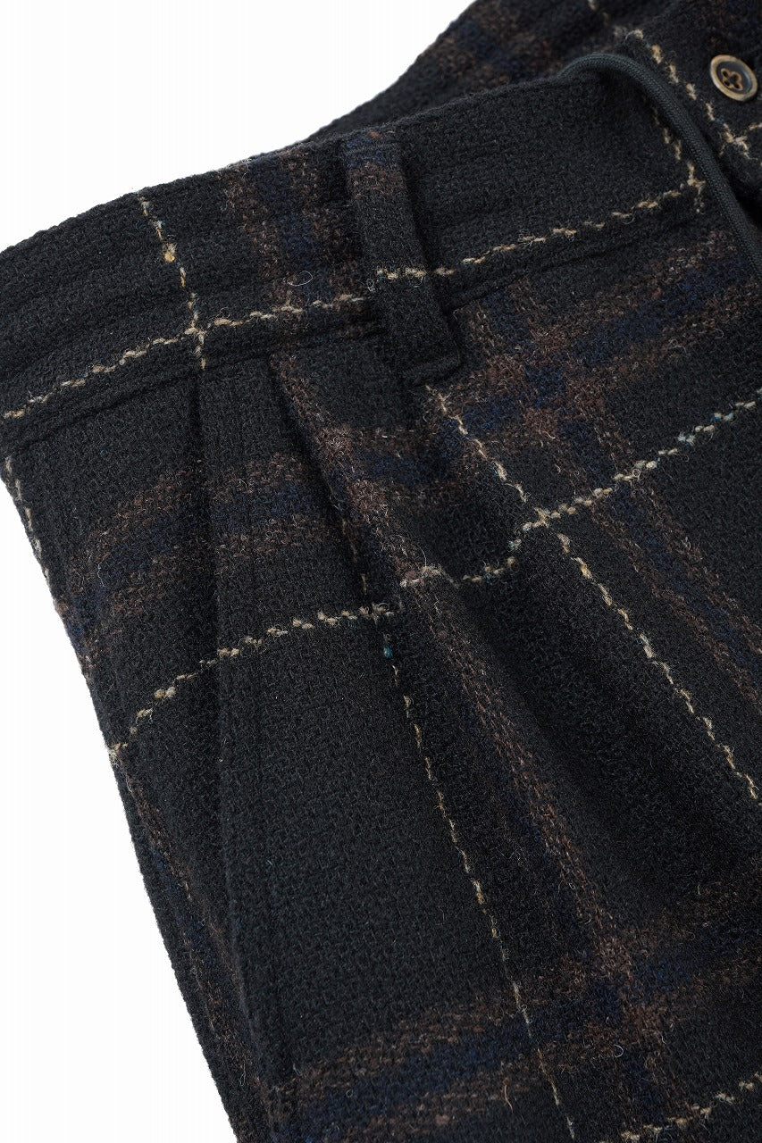 画像をギャラリービューアに読み込む, N/07 3 STITCHES WIDE TAPERED TROUSERS #2 / LIMITED WOOL TARTAN CHECK (BLACK CHECK)